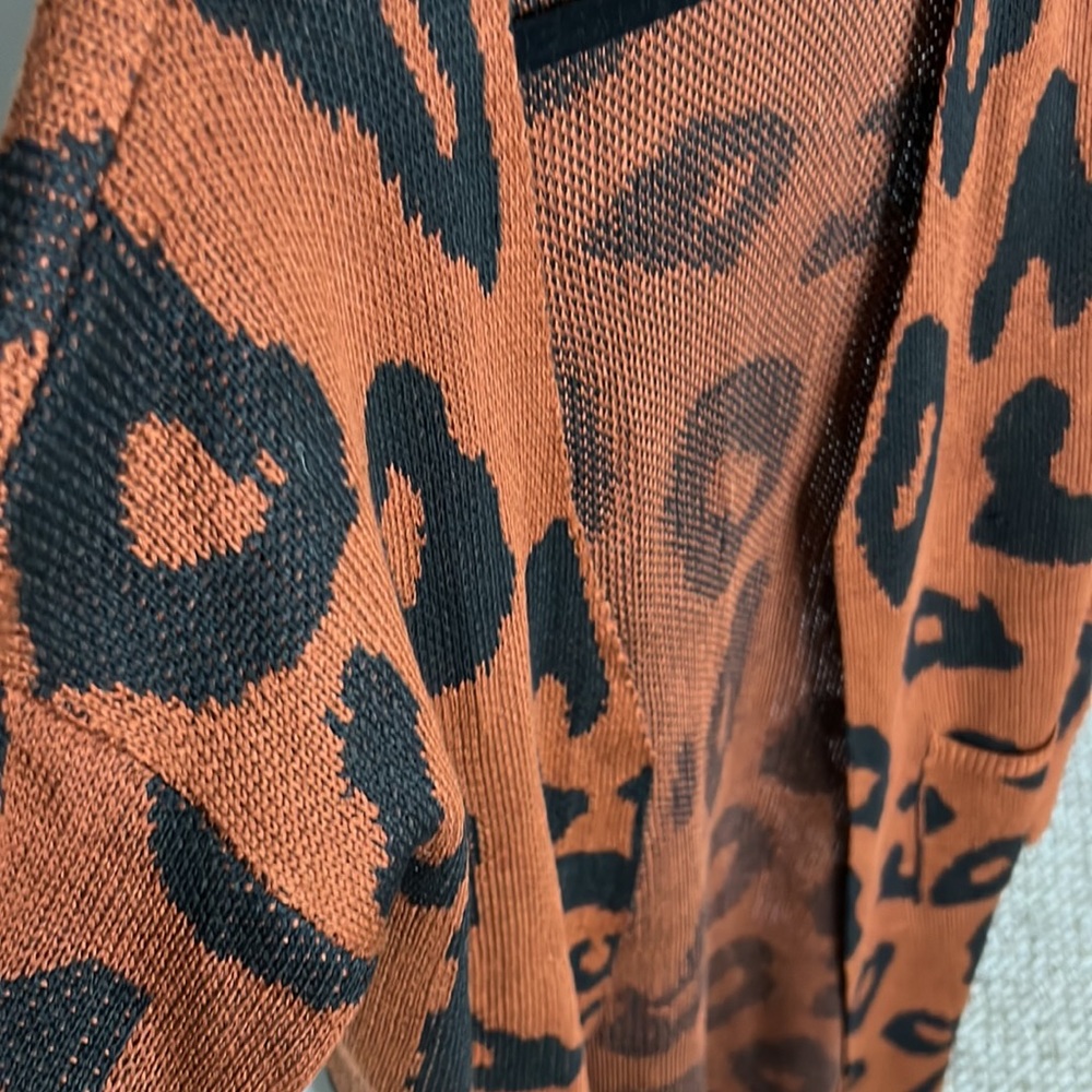 New Without Tags Open Front Cheetah Print Cardi - image 2